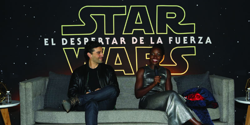 Oscar Isaac and Lupita Nyong'o of the new "Star Wars" movie attends a fan event in Mexico City. (Photo: Courtesy)